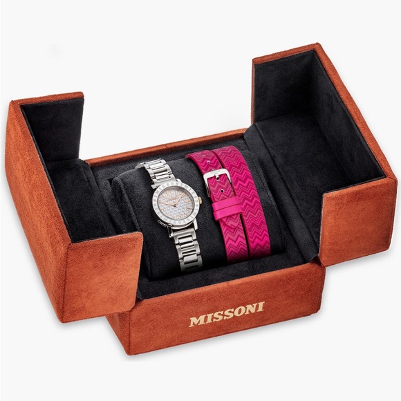 Missoni Accessories - Missoni Women's Interchangeable Strap Watch with Silver or Pink Leather Strap